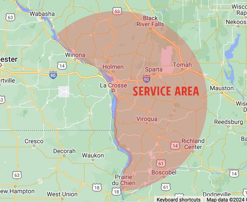 50 mile radius in Wisconsin from Stoddard, WI